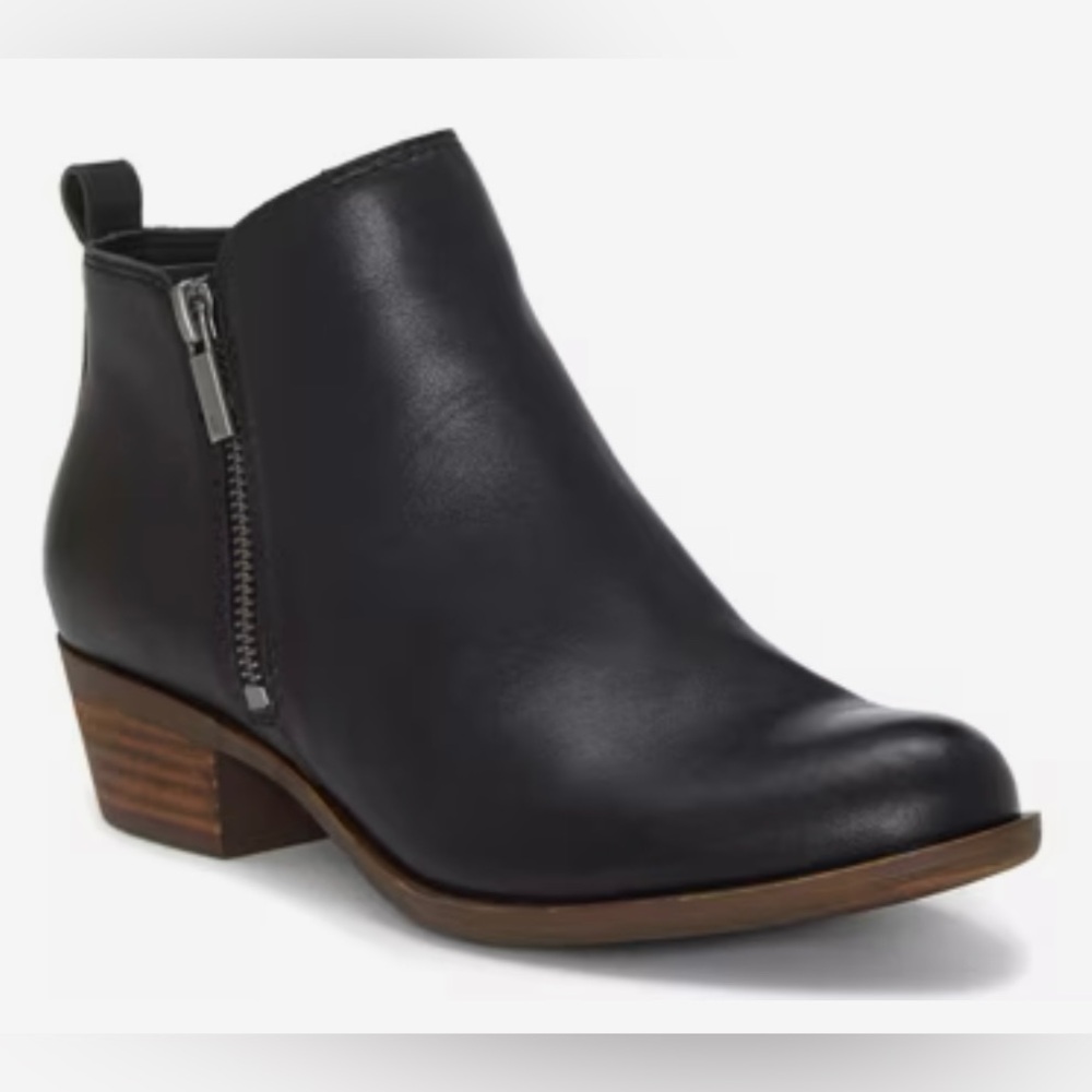 Lucky Brand Basel bootie ankle boots black soft leather double zip fall winter